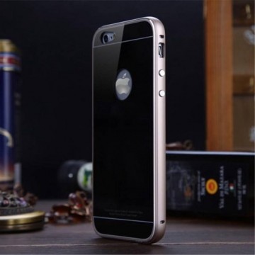 Luphie Aluminium/Glas Hardcase iPhone 6(s) - Zwart/Goud