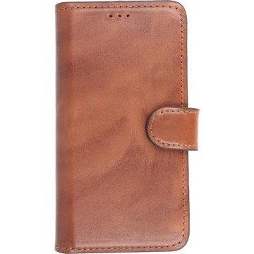 MP Case - Elegant Echt leer hoesje iPhone 12 (Pro) bookcase wallet cover - Midden Cognac