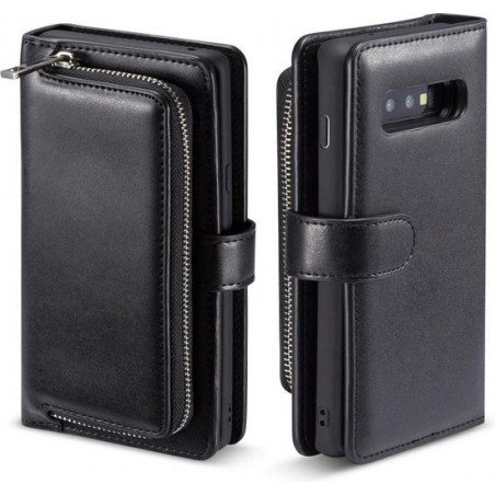 Let op type!! Voor Galaxy S10 Plain Texture Zipper Horizontale Flip Lederen Hoes met kaartsleuven & Wallet-functie (Zwart)