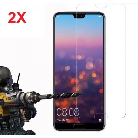 2 Stuks Screenprotector Tempered Glass Glazen Gehard Screen Protector 2.5D 9H (0.3mm) - Huawei P20 Lite 2018