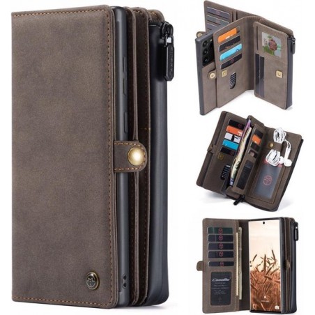 CASEME Luxe Multi Portemonnee hoesje voor de Samsung Galaxy S21 Plus - Coffee