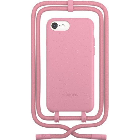 Change Case 2 in 1 Bio case - met afneembaar en verstelbaar nekkoord - voor iPhone SE - Coral Pink