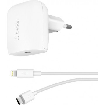 Belkin BOOST↑CHARGE USB-C 18W oplader + USB-C naar iPhone Lightning kabel - snellader