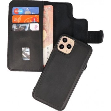MP Case 2in1 Uitneembare Echt Leer BookCase iPhone 12 (Pro) - Zwart