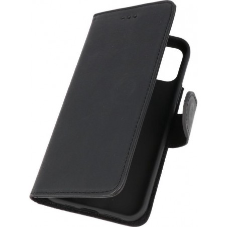 DiLedro Echt Lederen iPhone 12 Hoesje Bookcase - Rustic Black