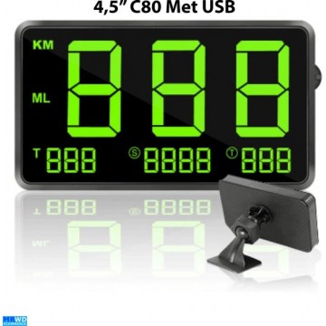 GPS Auto Snelheidsmeter C80 | USB 4.5" | km/h en mph