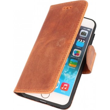 DiLedro Echt Lederen iPhone 7 / 8 / SE 2020 Hoesje Bookcase - Washed Brown