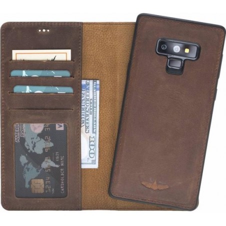 GALATA Samsung Galaxy Note 9 afneembare 2in1 magneet echt leer bookcase hoesje - antiek bruin