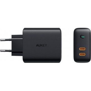 Aukey Dual USB-C Power Delivery lader PA-D2 - 36W - Zwart