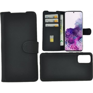 Samsung Galaxy S20 Plus hoesje - Bookcase - Portemonnee Hoes Echt leer 2in1 Wallet case Antiek Zwart