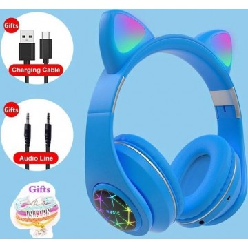 Kat Draadloos Hoofdtelefoon Bluetooth Voor Kinderen Blauwe en Roze