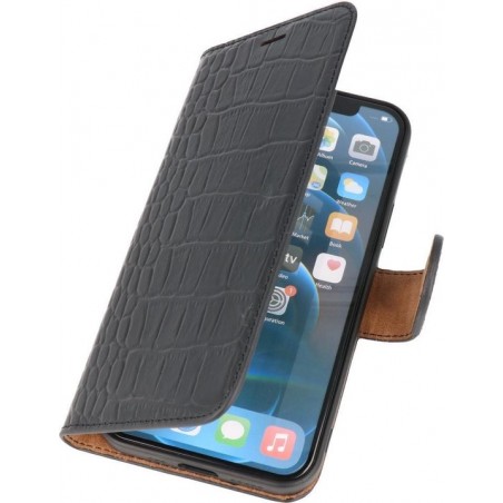 DiLedro iPhone 12 Pro Max Hoesje Bookcase Shock Proof - Croco Black