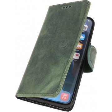 DiLedro Echt Lederen iPhone 11 Hoesje Bookcase - Washed Green