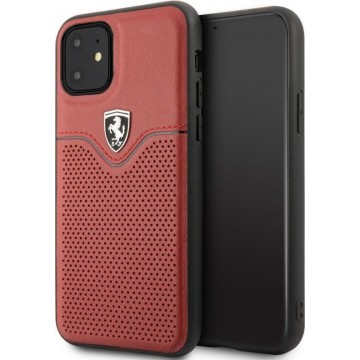 Ferrari Perforated Leather Hard Case - Apple iPhone 11 (6.1") - Rood
