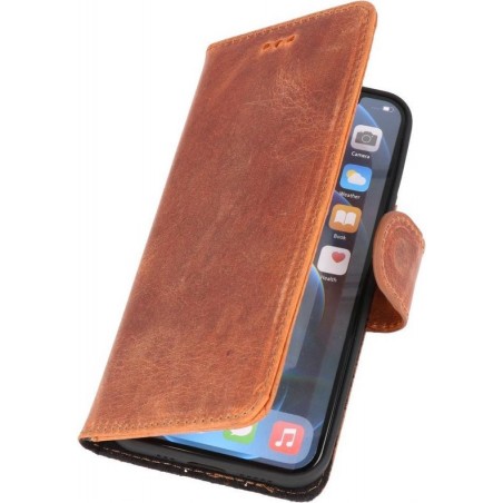 DiLedro Echt Lederen iPhone 12 Pro Max Hoesje Bookcase - Washed Brown