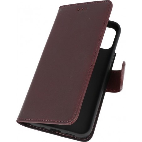 DiLedro Echt Lederen iPhone 12 (Pro) Hoesje Bookcase - Burned Bordeaux