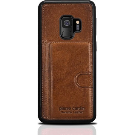 Pierre Cardin Backcover hoesje Bruin - Stijlvol - Leer - Galaxy S9 - Luxe cover