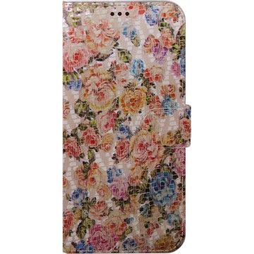 Made-NL Handmade Echt Leer Book Case Voor Samsung Galaxy S10 Semi lakleder met verschillende kleuren rozen.