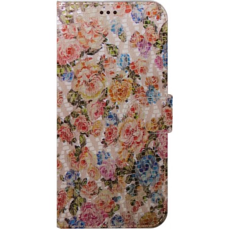 Made-NL Handmade Echt Leer Book Case Voor Samsung Galaxy S10 Semi lakleder met verschillende kleuren rozen.