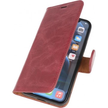 DiLedro iPhone 12 (Pro) Hoesje Bookcase Shock Proof - Marble Red