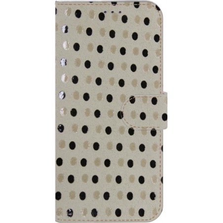 ★★★Made-NL★★★ Handmade Echt Leer Book Case Voor Samsung Galaxy S20 Beige met zwart beige bolletjes