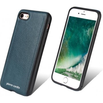 Pierre Cardin Backcover hoesje Blauw - Stijlvol - Leer - iPhone 7 en iPhone 8 - Luxe cover