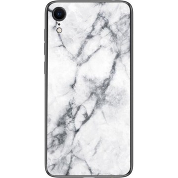 Let op type!! Marble Glass Protective Case for iPhone XR(White)