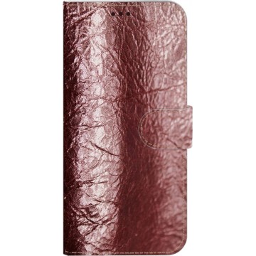 Made-NL Handmade Echt Leer Book Case Voor Samsung Galaxy M30s Bordeaux kleurig leder.