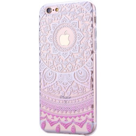 Apple Iphone 6 Plus / 6S Plus Siliconen hoesje paars/wit (Mandala)