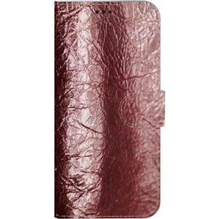 Made-NL Handmade Echt Leer Book Case Voor Samsung Galaxy M10 Bordeaux kleurig leder.