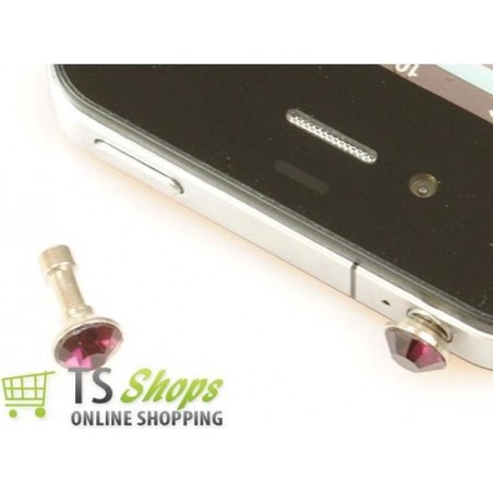 Diamond Bling Earphone Jack anti dust plug Purple voor Apple iPad iPhone iPod