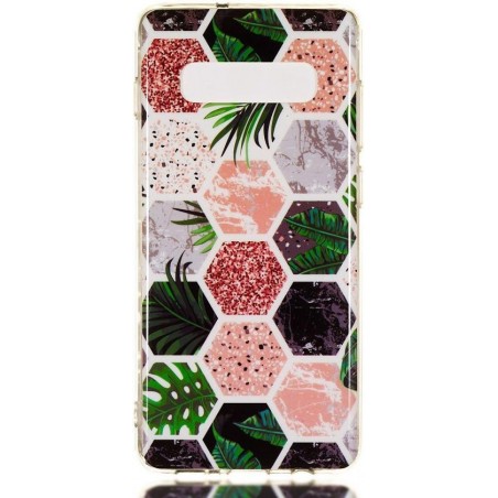 Samsung Galaxy S10 Plus TPU Back Cover met Marmer Print Hexagon