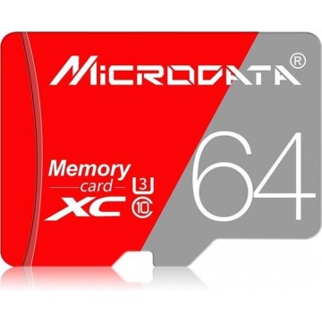 Let op type!! Microdata 64GB Class10 rood en grijs TF (micro SD) geheugenkaart