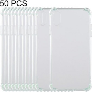 Let op type!! 50 PCS 0.75mm Dropproof Transparent TPU Case for  iPhone XR (Green)