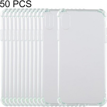 Let op type!! 50 PCS 0.75mm Dropproof Transparent TPU Case for  iPhone XR (Green)