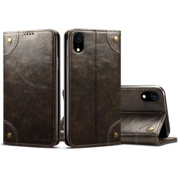 Voor iPhone XR Baroque Simple Horizontal Flip Leather Case, met houder & kaartsleuven & portemonnee (zwart)