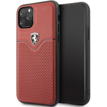 Ferrari Perforated Leather Hard Case - Apple iPhone 11 Pro Max - Rood