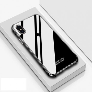 Let op type!! Crystal Cube Shockproof Airbag Tempered Glass + Metal Frame Case for iPhone XS Max (Black)