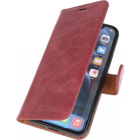 DiLedro iPhone 12 Mini Hoesje Bookcase Shock Proof - Marble Red