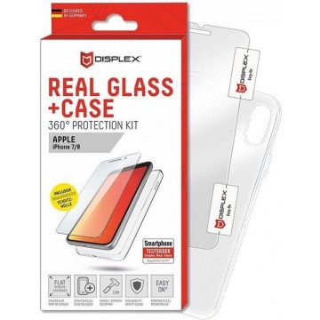 Displex 2D Real Glass + Case Apple iPhone 8 / 7 360° Protection Kit