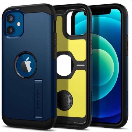 Spigen Tough Armor Case - Telefoonhoesje - Hoesje - Apple iPhone 12 Mini - Donkerblauw