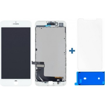 Compleet LCD Scherm voor de iPhone 7 PLUS incl. tempered glass screenprotector + plakstrip|Wit/White|AAA+ reparatie onderdeel
