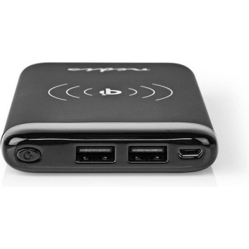 Nedis Premium Powerbank met 2 USB-A poorten en Qi Wireless Charging pad (max. 2,1A) - 5.000 mAh / zwart