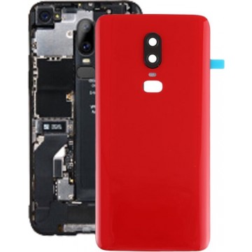 Gladde achterkant van de batterij voor OnePlus 6 (rood)