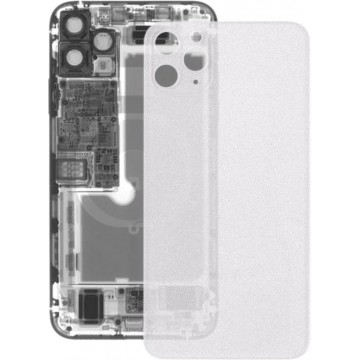 Let op type!! Transparante frosted glazen batterij achtercover voor iPhone 11 Pro Max (transparant)