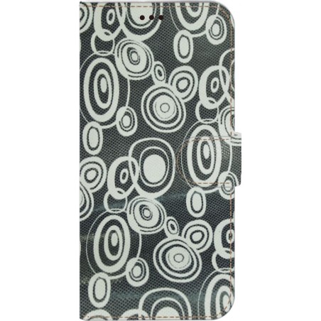 Made-NL Handmade Echt Leer Book Case Voor Samsung Galaxy S10 Blauw met witte retroprint