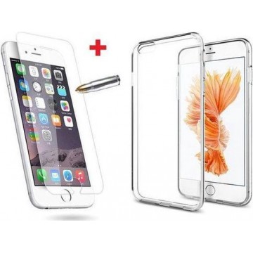 Nieuwe iPhone 6 / 6S (4.7 inch) Transparant Gel Ultra Dun TPU case + gratis Screenprotector / Tempered Glass