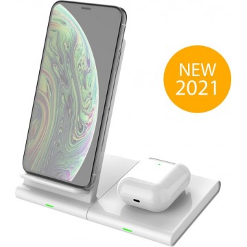 ExCorn 2-in-1 Draadloze Apple Oplader - Wireless Charger voor iPhone, iWatch en Airpods Pro - Qi Lader