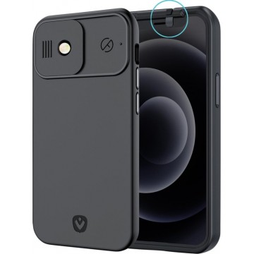 Valenta x Spy-Fy®: iPhone 12  Hoesje met Camera Covers aan Voor- én Achterkant | Beschermt je Privacy en je Camera’s | Mat Zwart