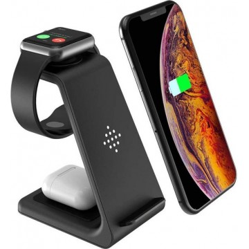 Achaté 3-in-1 Draadloze Apple Oplader - Wireless Charger voor iPhone, iWatch en Airpods - Qi Lader